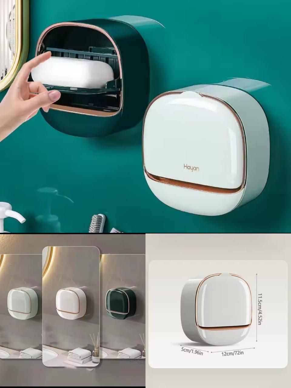 Luxury Soap Holder With Drain Tray – Wall Mounted Soap Case Box Designed To Keep Your Soap Bars Dry And Long Lasting (Random Color)