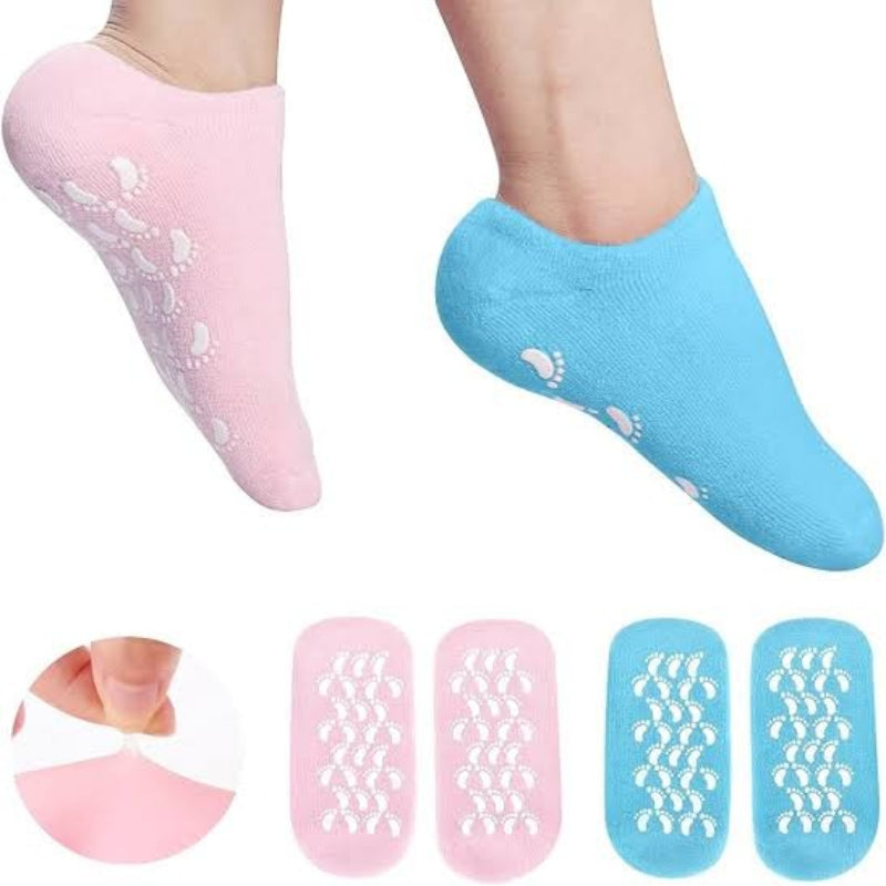 Reusable Silicone Spa Gel Socks For Dry Feet And Cracked Heel Treatment – Moisturizing Hydrating Softening And Skin Smoothing Overnight Foot Care