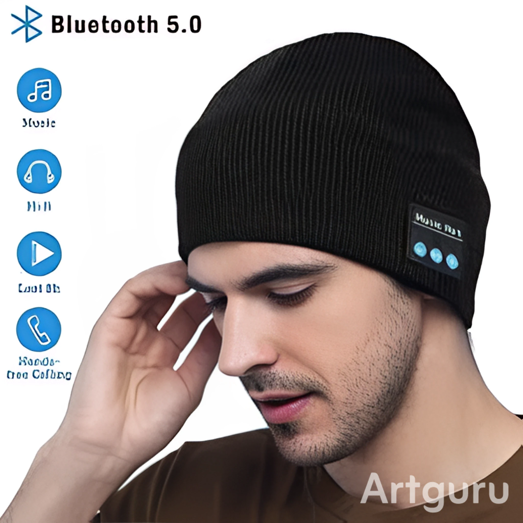 Music Cap - Wireless Cap with Headphones Music Bluetooth 5.0 Headphone and With LED Light HD Stereo Speakers Handfree Headset Call MIC